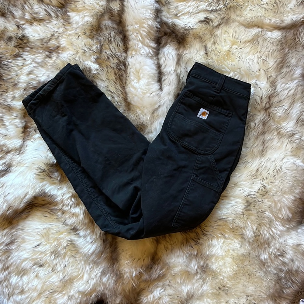 Carhartt womens fleece lined black pants 2 Tall